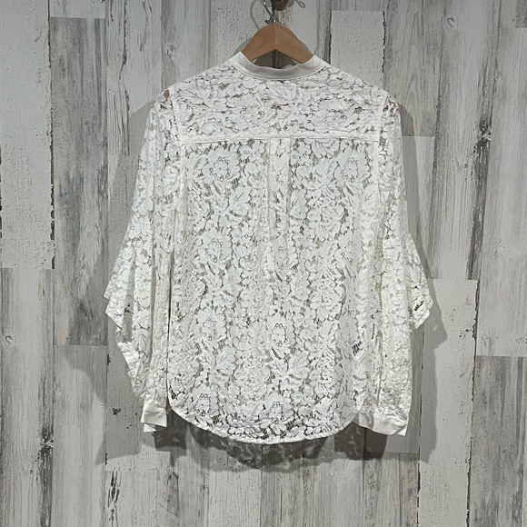 BCBGMaxAzria Lace Cream Colored  Button Down Size Medium - Picture 2 of 5